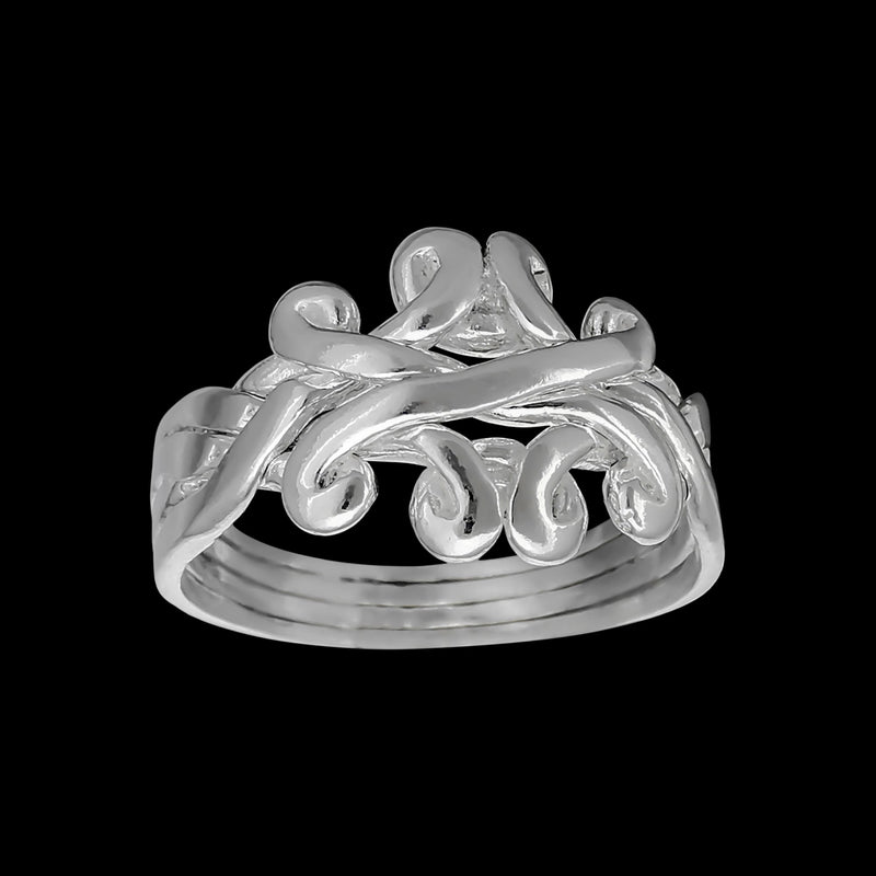 4 piece Sterling Silver Puzzle Ring in sizes 6, 7, 8, 9, 10