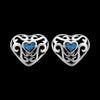 Heart Earrings • 925 Sterling Silver • Turquoise Accent • Navajo Handmade Jewelry