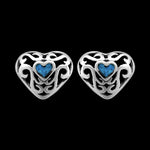 Heart Earrings • 925 Sterling Silver • Turquoise Accent • Navajo Handmade Jewelry