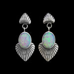 925 Sterling Silver White Opal Earrings, Diamond Cut Earrings, Vintage Opal Earrings, Wedding Earrings