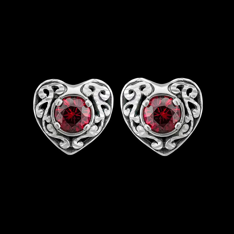 925 Sterling Silver Heart Earrings, June Birthstone Earrings, Garnet Engagement Earrings, Wedding Earrings, Garnet Earrings, Rhodolite Earrings