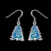 925 Sterling Silver and Turquoise Pine Tree Dangle Earrings