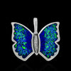 Opal Butterfly Pendant, 925 Sterling Silver, Turquoise and Coral Pendant