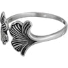 Sterling silver bohemian adjustable ring with two Ginkgo Biloba leaves