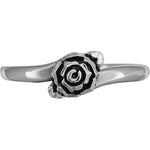 Sterling Silver Diamond Cut Tiny Rose Ring