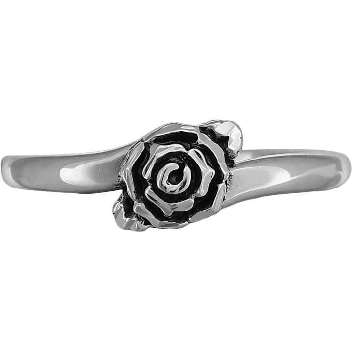 Sterling Silver Diamond Cut Tiny Rose Ring