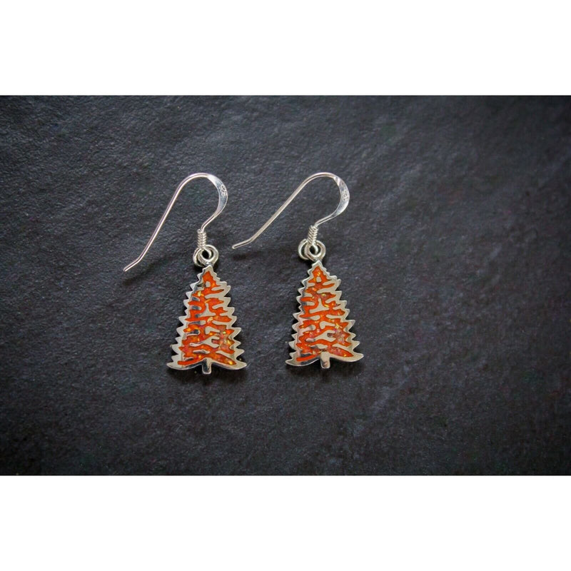 Christmas Tree Earrings • 925 Sterling Silver • Festive Holiday Jewelry