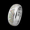 Navajo Handmade Wedding Band Ring • White Opal • 925 Sterling Silver • Native American