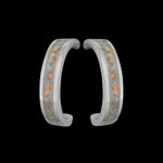 925 Sterling Silver White Opal Half Hoop Stud Earrings, Single Band Post Earrings, Handmade Gemstone JEwelry