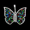 Rainbow Butterfly Pendant • Opal Butterfly Design • 925 Sterling Silver