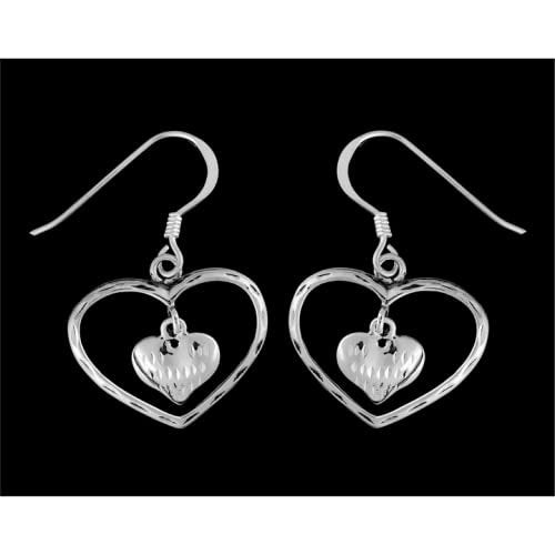 Encased Heart Dangle Earrings