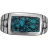 Size 10.75 - Vintage 925 Sterling Silver Kingman Turquoise Rectangular Cabochon Ring, Beaded Accent Design, Handmade Gemstone Jewelry, Statement Navajo Birthstone Band