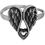 Sterling silver ring with heart surrounded by Angel wings