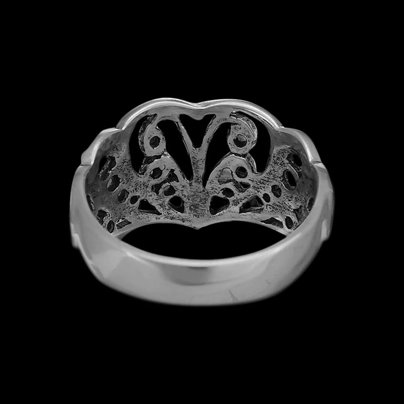 Sterling Silver Diamond Cut Filigree Heart Ring