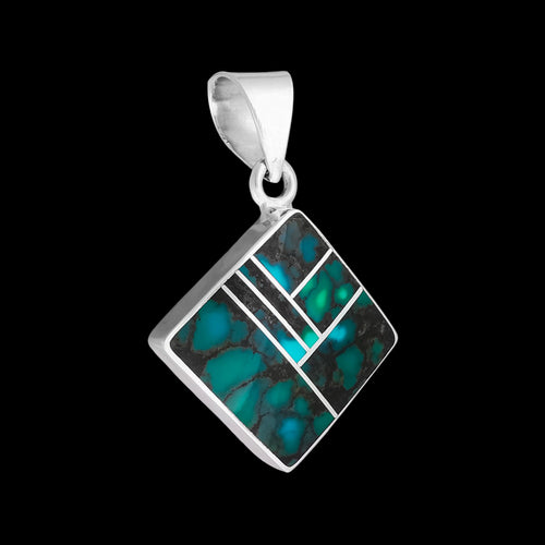 Navajo Turquoise Pendant • Smokey Valley Turquoise • 925 Sterling Silver • Handmade by Curtis Manygoats