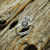 925 Sterling Silver Double Sunflower Adjustable Ring