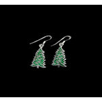 Christmas Tree Earrings • 925 Sterling Silver • Festive Holiday Jewelry