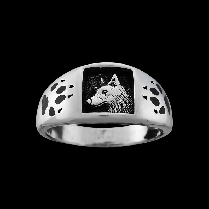 Wolf Ring • 925 Sterling Silver • Navajo Handmade • Native American Jewelry