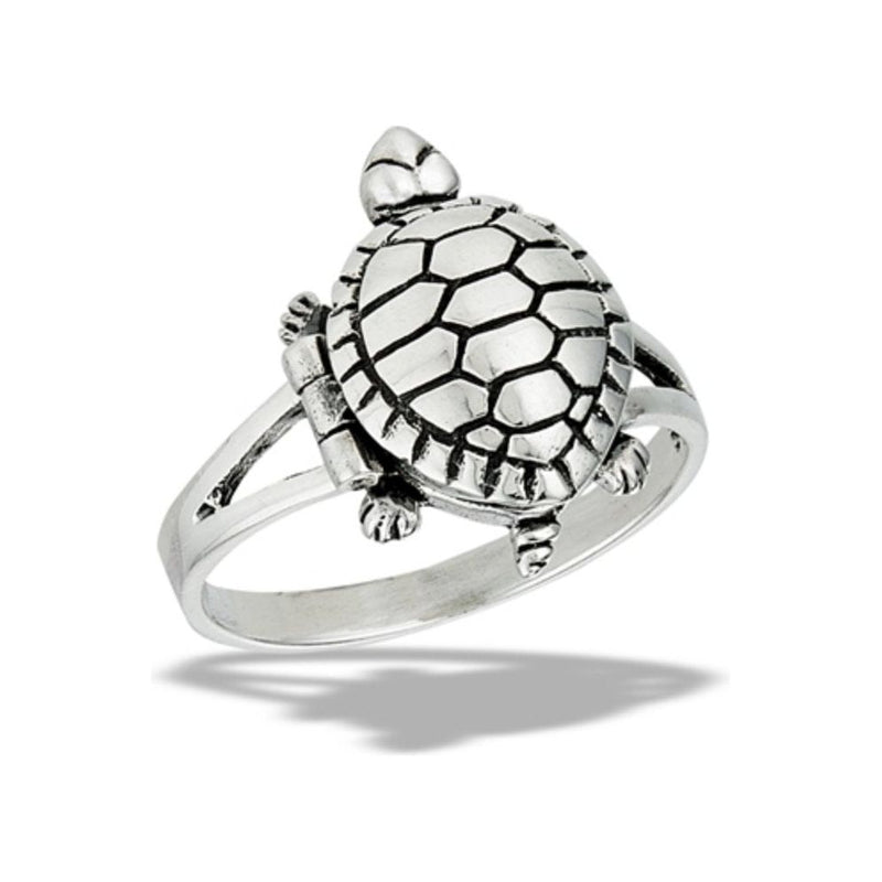 Poison Pillbox Ring with Sea Turtle Design • 925 Sterling Silver • Life Saver Ring • Sizes 7-10