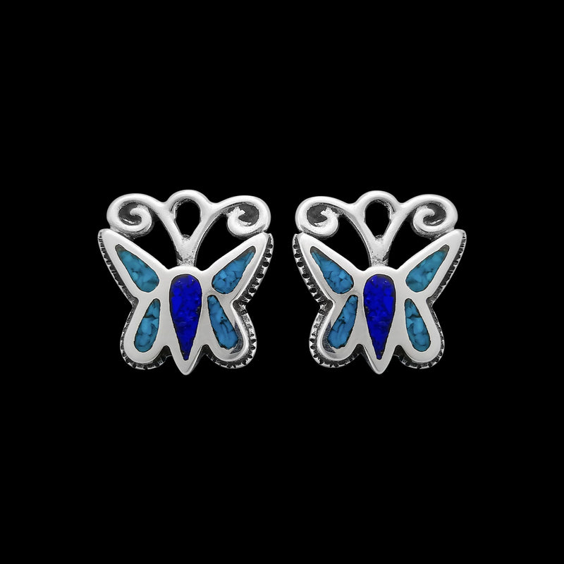 Butterfly Earrings • 925 Sterling Silver • Turquoise Gemstone • Navajo Handmade