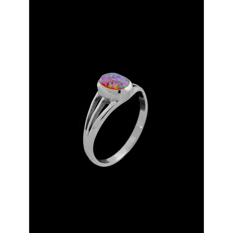 Navajo Handcrafted Purple Opal Engagement Style Ring • 925 Sterling Silver • Native American Jewelry