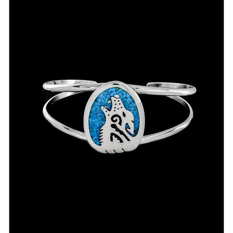 Howling Wolf Bracelet • Navajo Handmade • 925 Sterling Silver Cuff