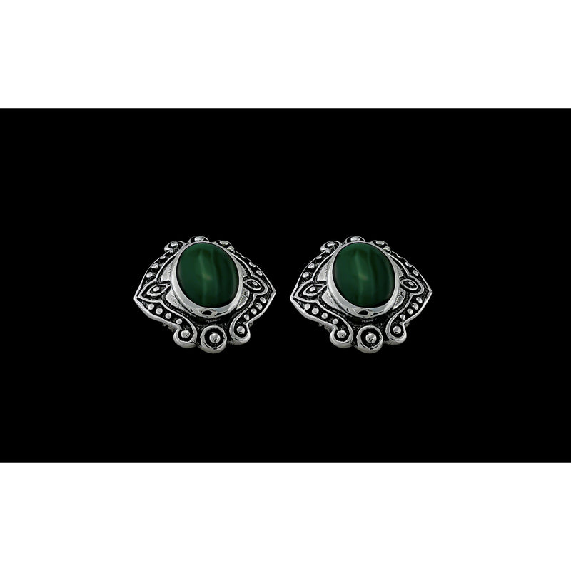 Malachite Wedding Earrings • 925 Sterling Silver • Handcrafted Bridal Jewelry