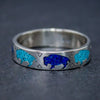 Sterling Silver Buffalo Ring • Turquoise and Lapis Lazuli Inlay • Running Bison Band • Tatanka Ivanbito • Navajo Handmade