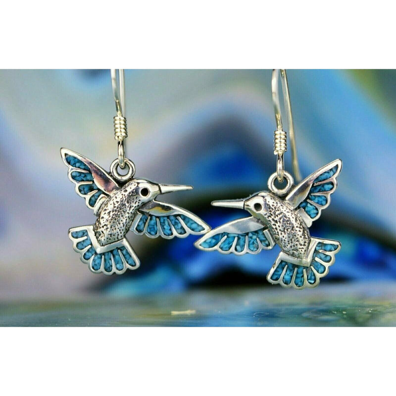 Hummingbird Earrings • 925 Sterling Silver • Navajo Handcrafted • Native American Jewelry