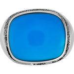 Size 11-925 Sterling Silver & Turquoise Resin Rounded Square Double Border Ring, Simple Resin Design, Handmade Statement Band, Handcrafted Birthstone Jewelry