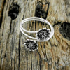 925 Sterling Silver Double Sunflower Adjustable Ring