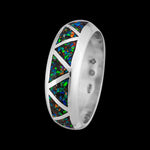 Navajo Wedding Band Ring • Mixed Opal • Native American Handcrafted • 925 Sterling Silver