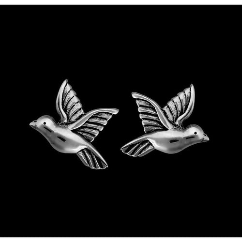 Sterling Silver Flying Bird Stud Earrings