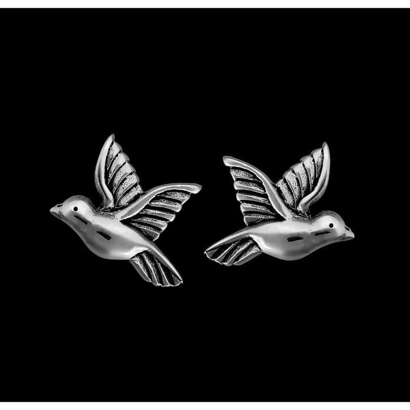 Sterling Silver Flying Bird Stud Earrings