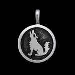 Sterling Silver Round Howling Wolf Pendant