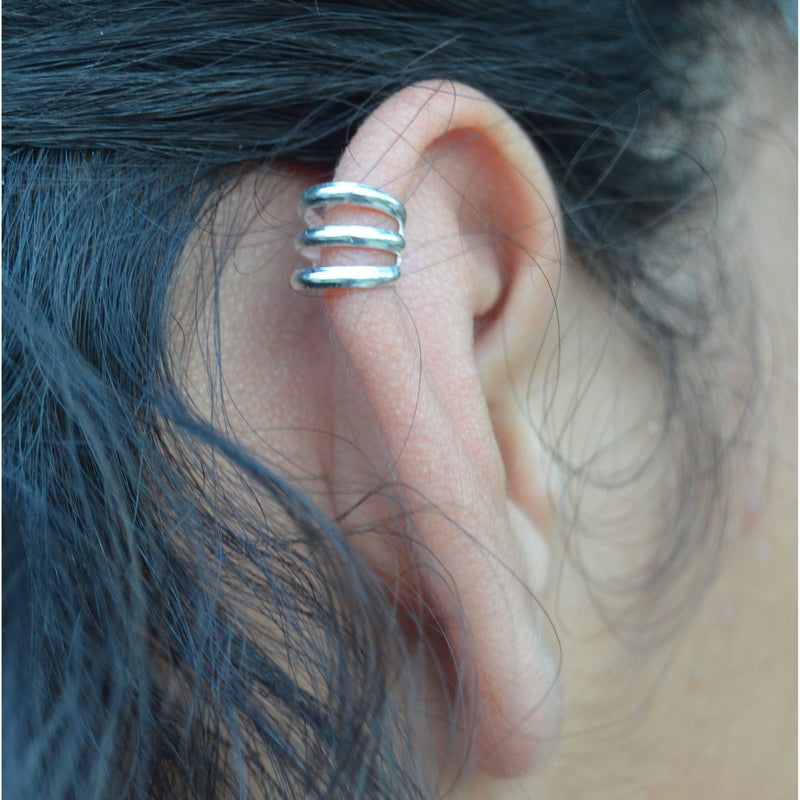 Sterling silver three wire ear cuff