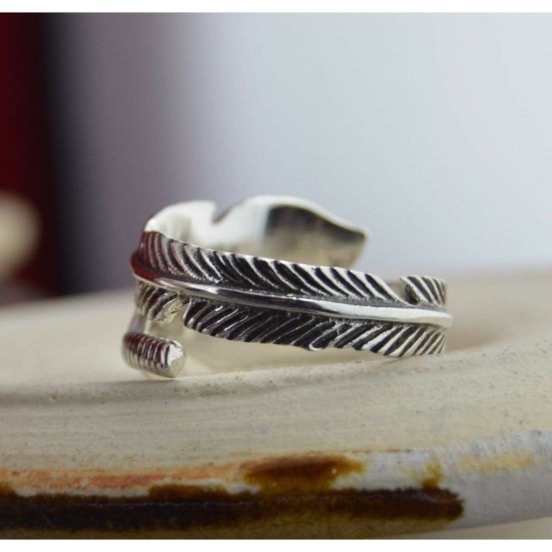 Sterling Silver adjustable feather band Ring