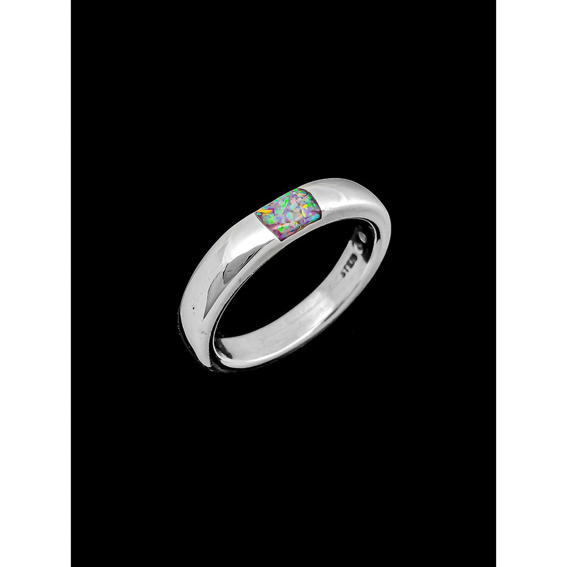 925 Sterling Silver Opal Engagement Ring • Violet Fire Opal • Native American Handcrafted