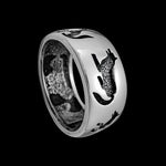 Size 10-925 Sterling Silver Wolf Poses Ring, Detailed Wolf Design, Handmade Nature Band, Handcrafted Animal Jewelry