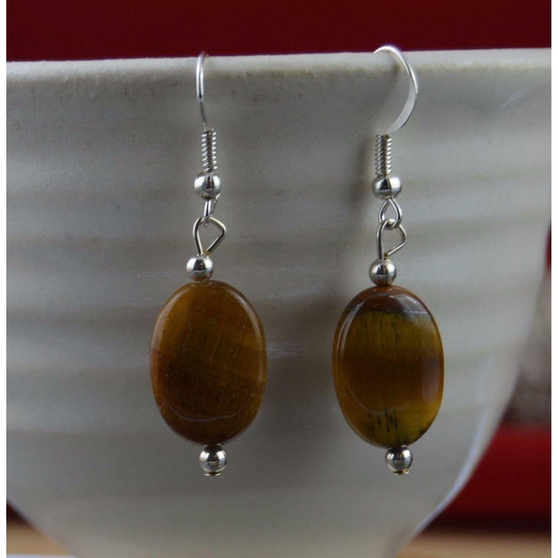 Tiger's Eye Earrings • Handcrafted by Navajo Artisan • Sterling Silver