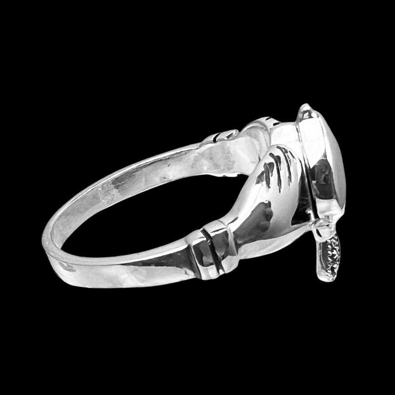 Sterling Silver Celtic Claddagh Pillbox Style Ring