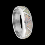 Navajo Handmade Wedding Band Ring • White Opal • 925 Sterling Silver • Native American