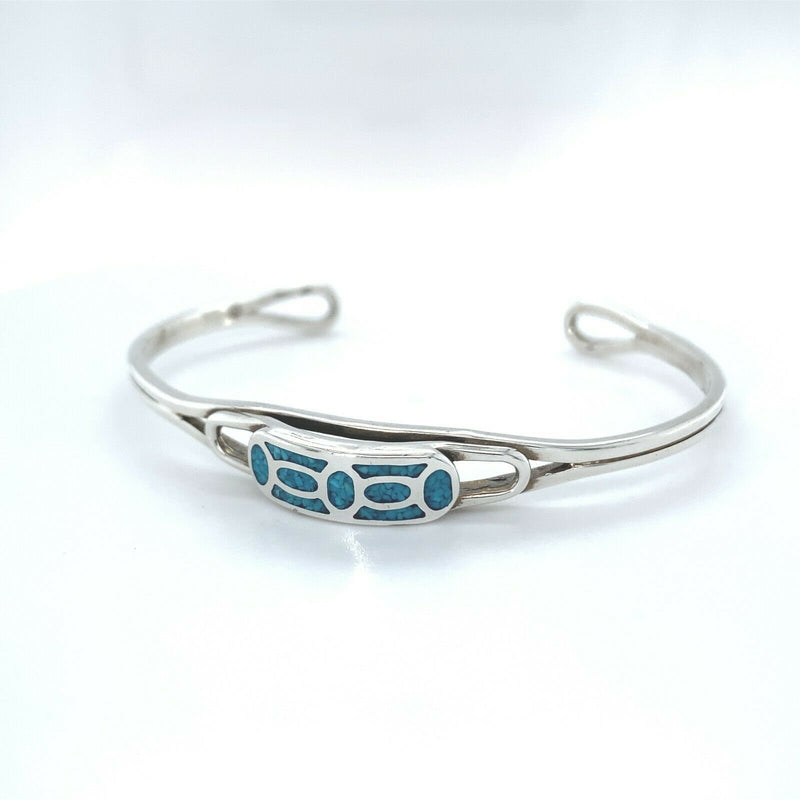 Native American Turquoise Bracelet • Navajo Handmade • 925 Sterling Silver