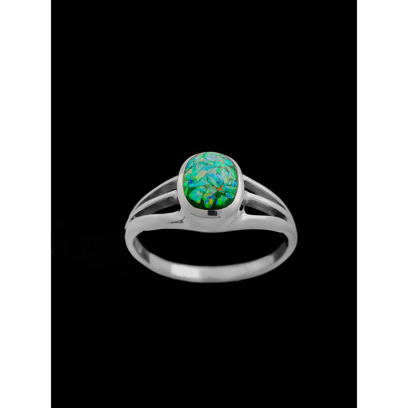 Navajo Green Opal Ring • 925 Sterling Silver • Engagement Style Ring