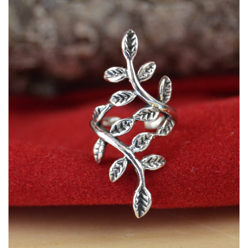 Sterling silver leaves earring cuff