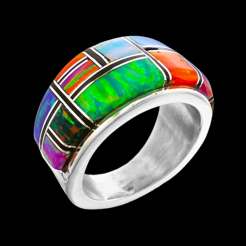 Navajo Opal Inlay Ring • 925 Silver • Indigenous Artistry • Southwest Style • Edward Johnson