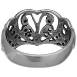 Sterling Silver Diamond Cut Filigree Heart Ring