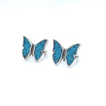 Navajo Butterfly Earrings • 925 Sterling Silver • Turquoise Inlay • Handmade