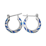 925 Sterling Silver Swirling Tribal Hoop Earrings (Pink Opal)