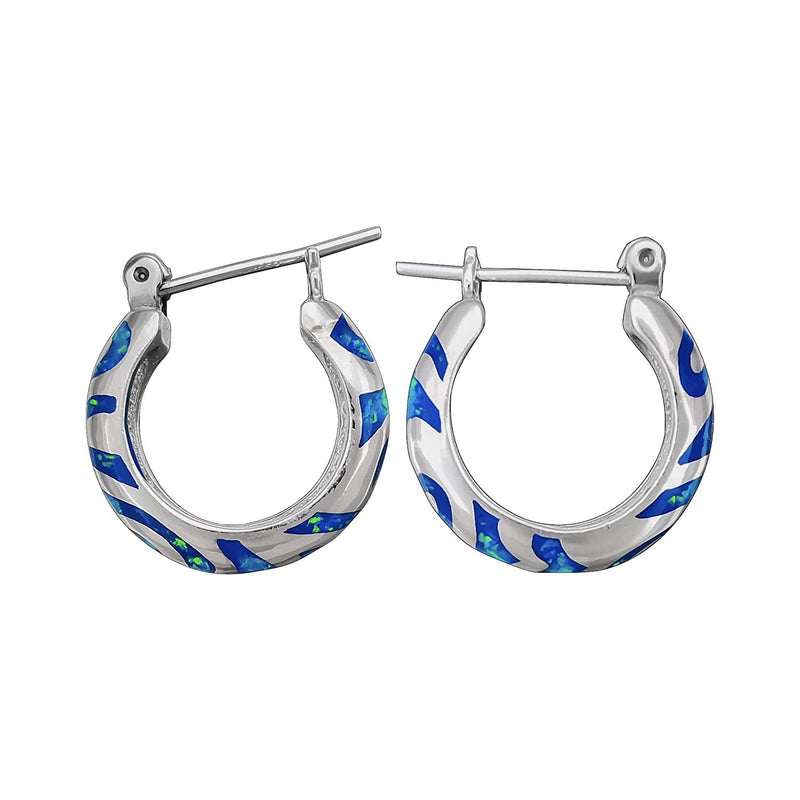 925 Sterling Silver Swirling Tribal Hoop Earrings (Pink Opal)